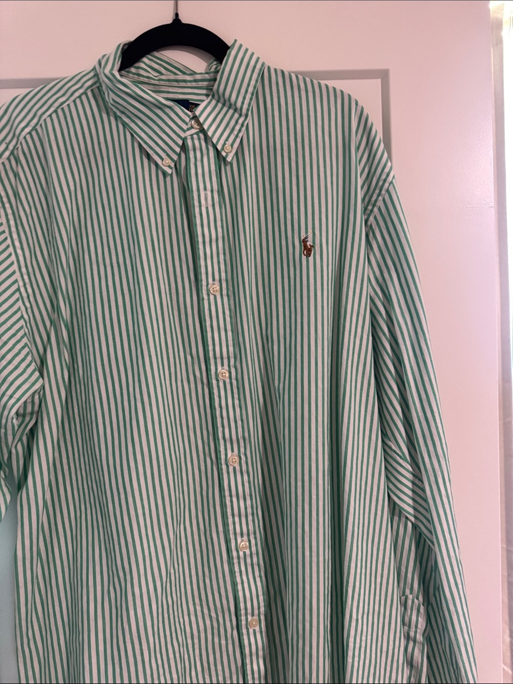 Polo by Ralph Lauren Green and White Striped Button-Down Shirt